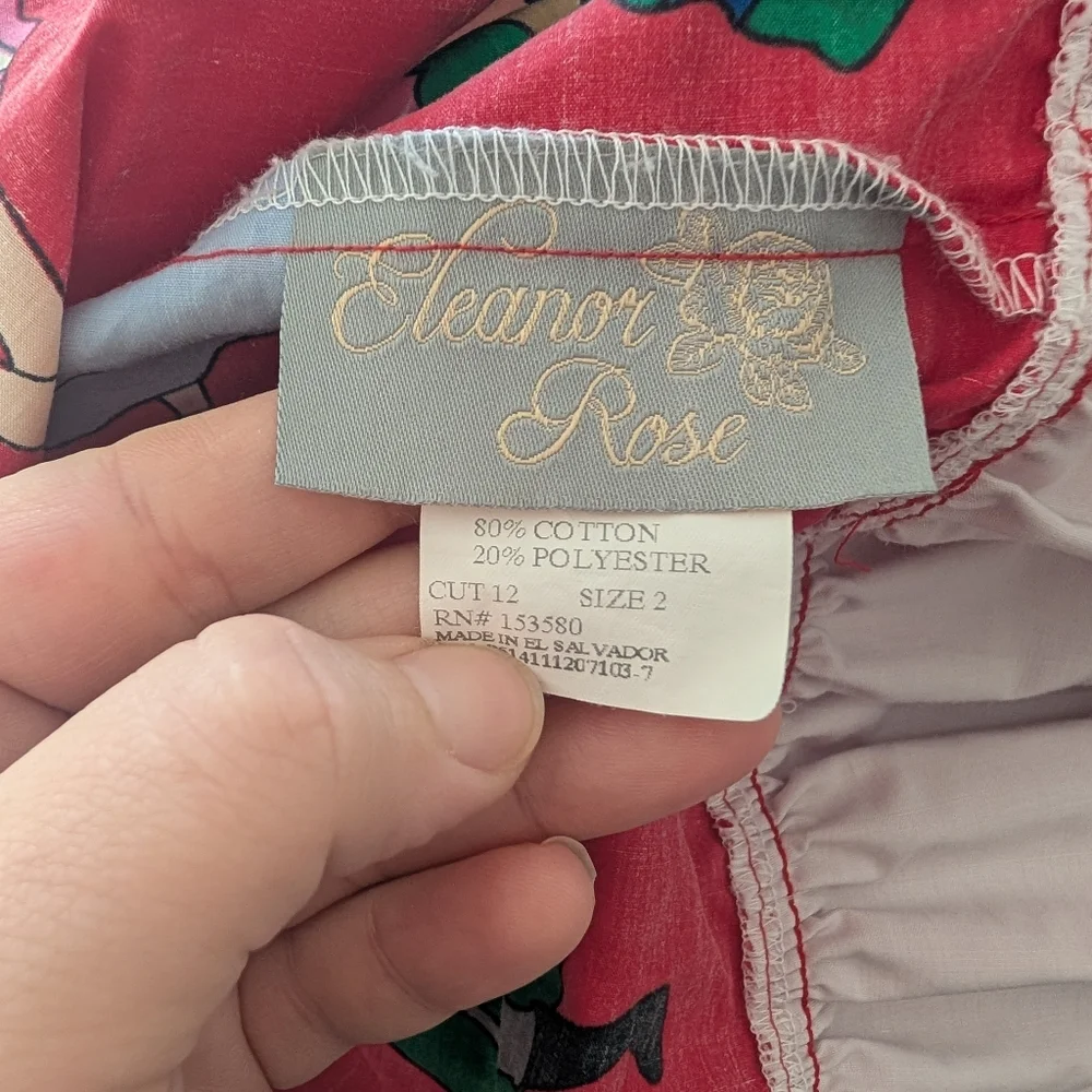 $ Vintage Eleanor‎ Red Christmas Dress with Festive Print And Bow Detail